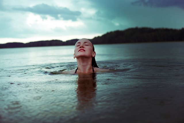 girl swimming in english channel
