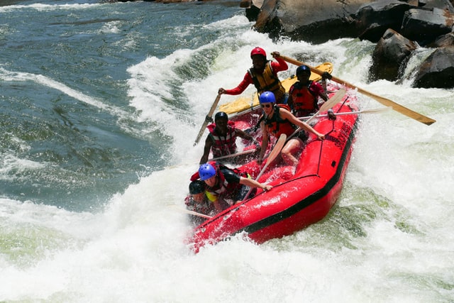 group of people rafting