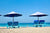 blue low beach chairs