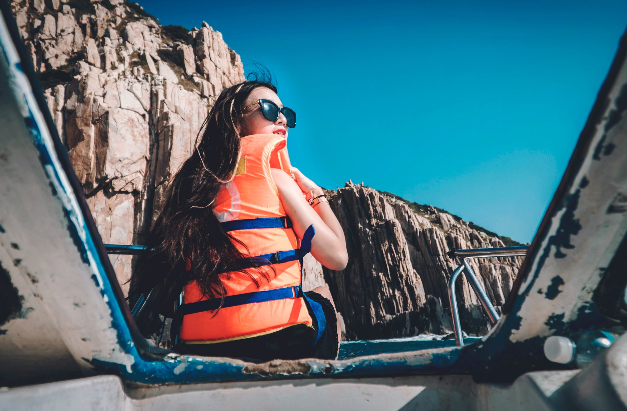 woman wears a life jacket 