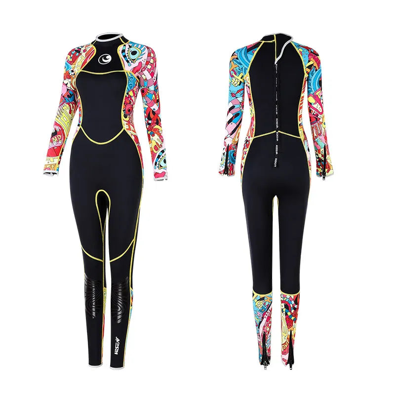 Hisea Women 3MM Neoprene High Quality Wetsuit Thermal Scuba Diving Spearfishing One Piece Surfing Slim Full Bodysuit