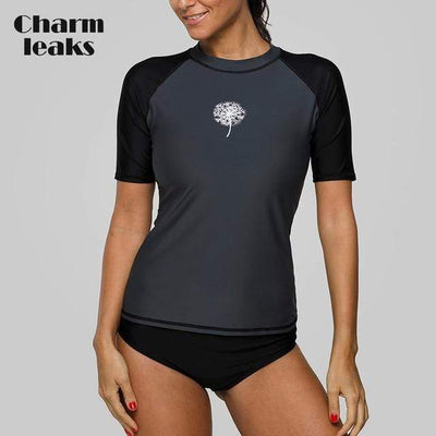 Gra / XXL CHARM LEAKS Women Surf Shirt (Short Sleeve)  -  Cheap Surf Gear