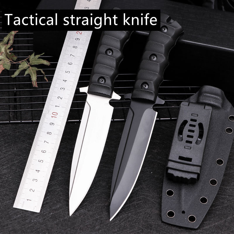 Outdoor Tactical Fixed Blade D2 Tool High Hardness Military Straight Knife Survival Portable Rescue Multifunctional and K Sheath