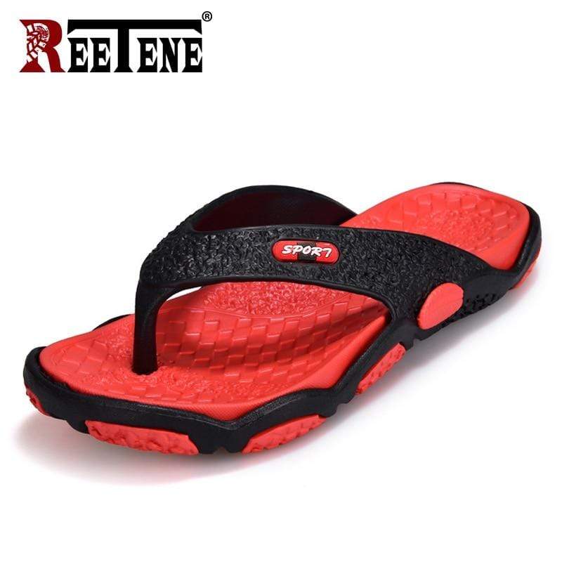 REETENE Red Flip Flops  -  Cheap Surf Gear