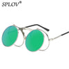 C07SilverGreen SPLOV Round Steampunk Sunglasses  -  Cheap Surf Gear