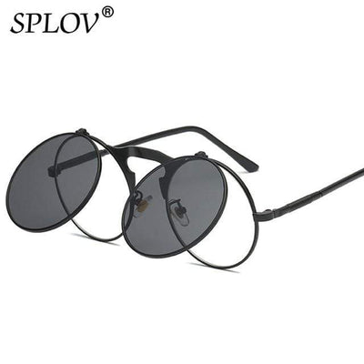 C08BlackBlack SPLOV Round Steampunk Sunglasses  -  Cheap Surf Gear