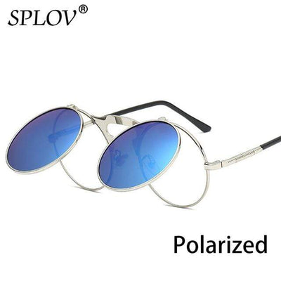 C12SilverBlueP SPLOV Round Steampunk Sunglasses  -  Cheap Surf Gear