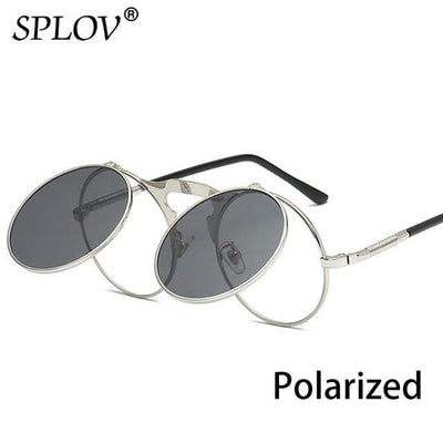 C13SilverBlackP SPLOV Round Steampunk Sunglasses  -  Cheap Surf Gear