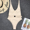 1163-4 / S SWMMER LIKET Buckle White One Piece Swimsuit  -  Cheap Surf Gear