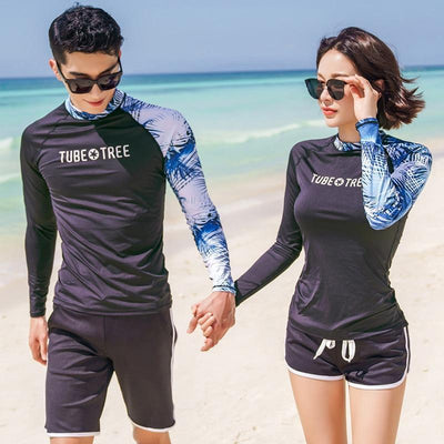 TUBE TREE Long Sleeve Rash Guard (With Shorts)  -  Cheap Surf Gear